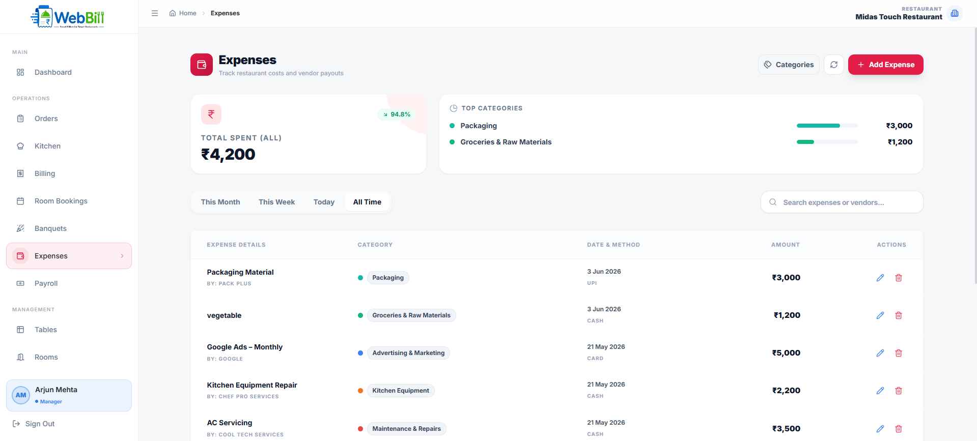 WebBill Expense Management